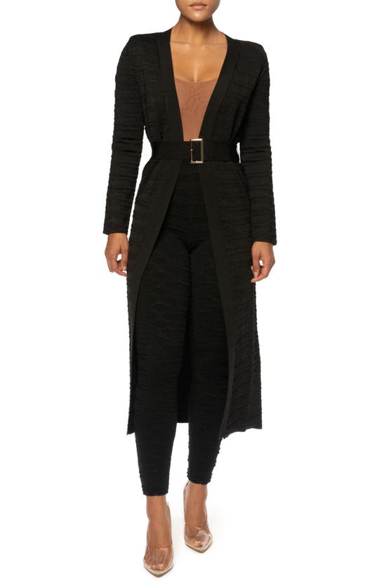 Jluxlabel Set The Tone Belted Cardigan In Black