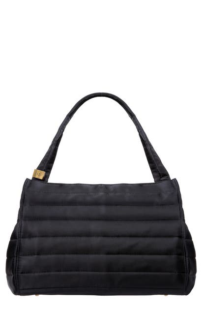 black quilted travel bag