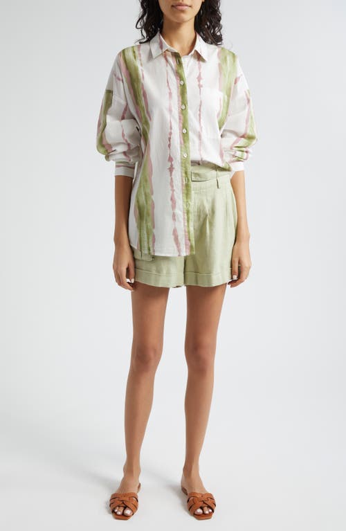 Shop Atm Anthony Thomas Melillo Heavyweight Linen Belted Shorts In Morning Mist