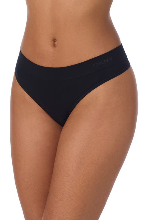 Dkny Litewear Seamless Thong In Black