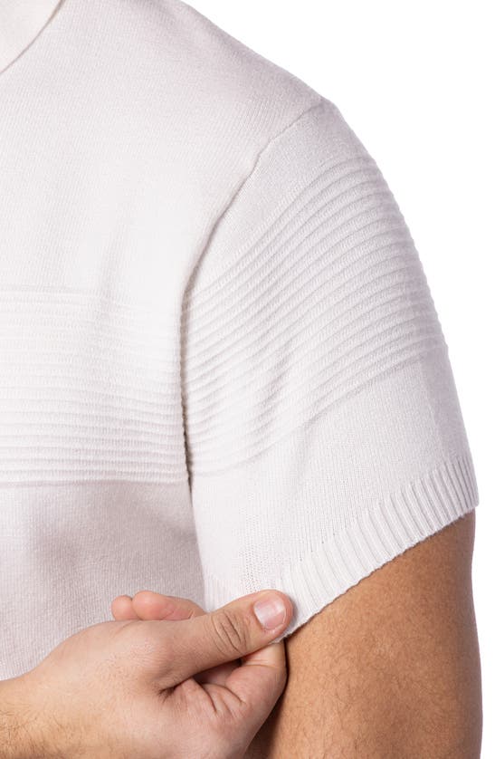Spring + Mercer Ottoman Accent Short Sleeve Half-zip Sweater In White