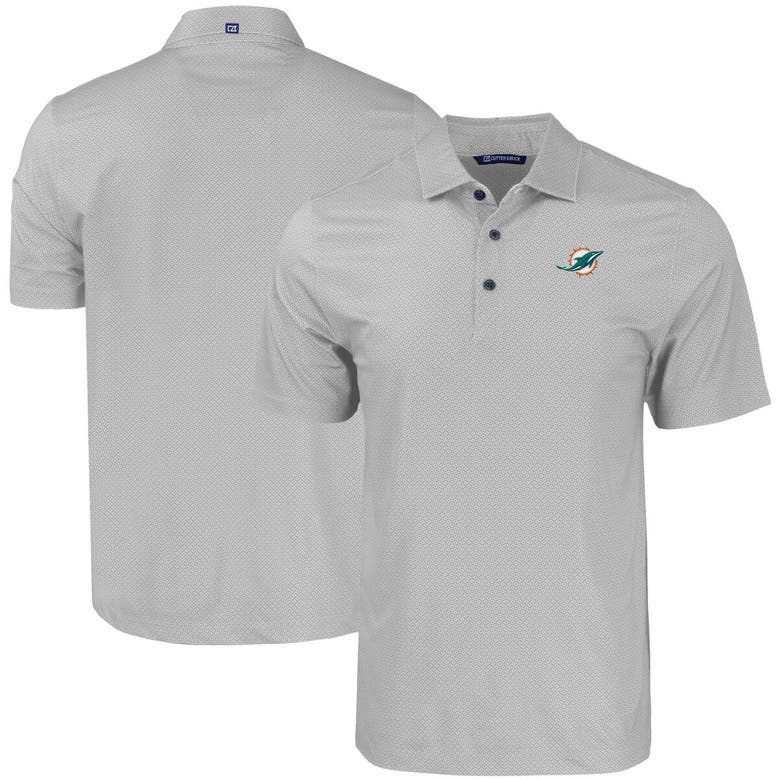 Shop Cutter & Buck Gray Miami Dolphins  Pike Eco Tonal Geo Print Stretch Recycled Polo