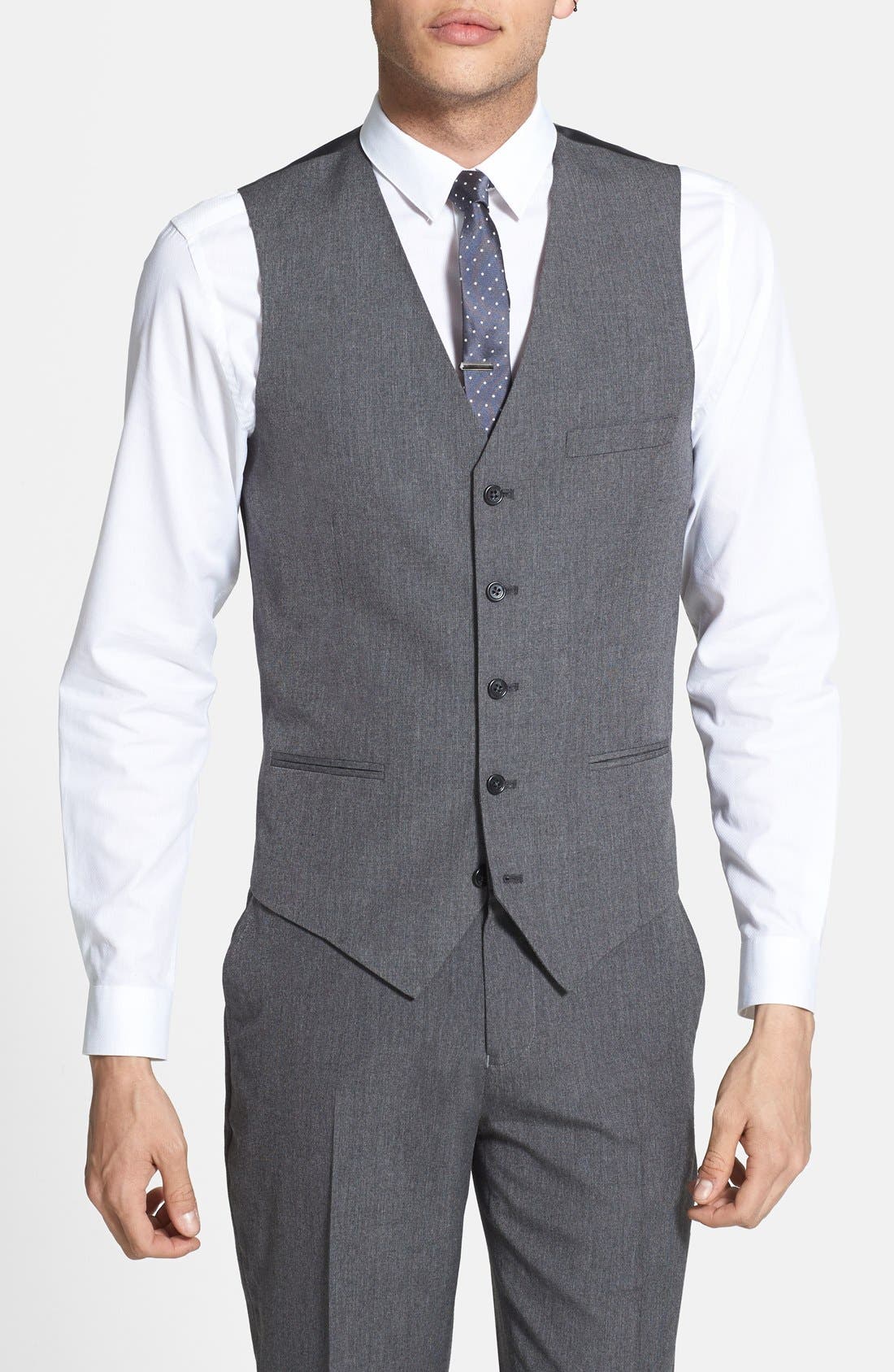 Topman Skinny Fit Grey Vest Nordstrom
