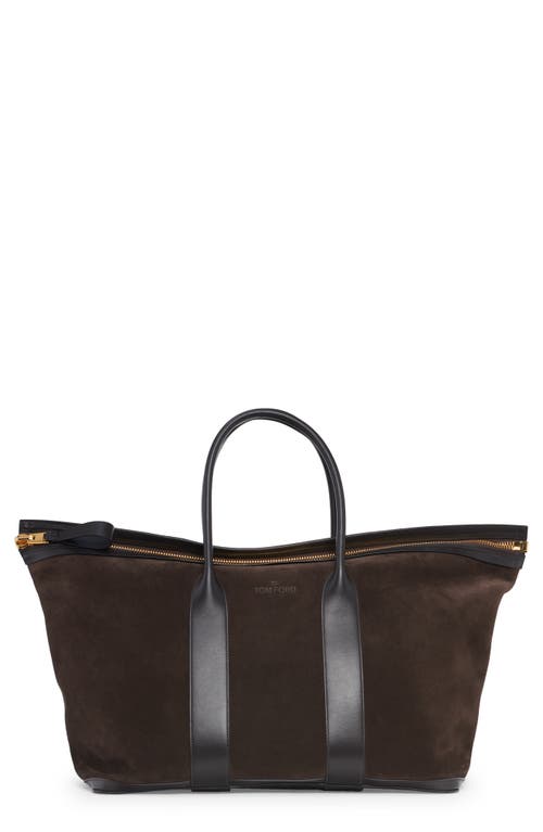 TOM FORD Suede Tote in Ebony