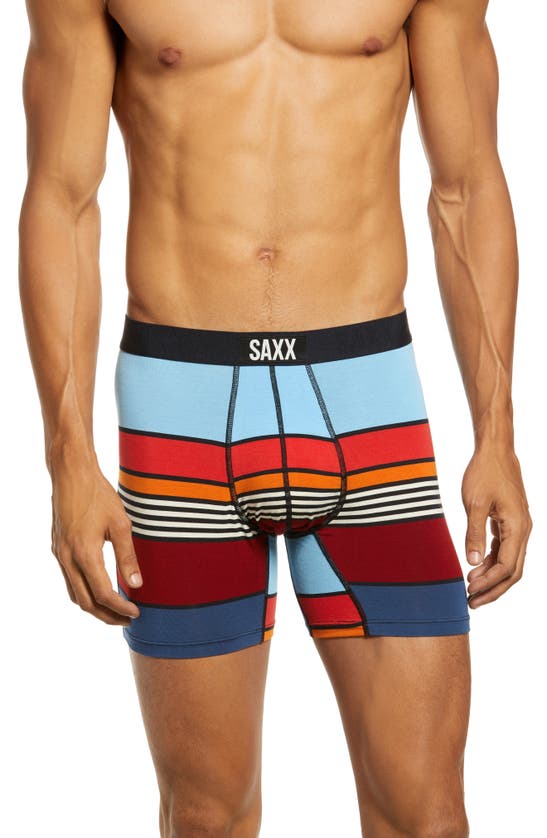 Saxx Vibe Super Soft Slim Fit Boxer Briefs In Navy Super Stripe