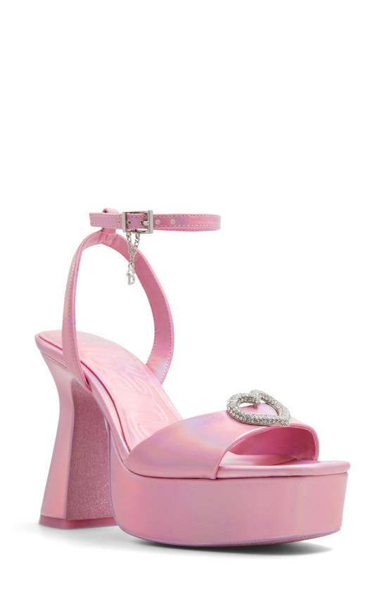 Shop Aldo X Barbie Party Ankle Strap Platform Sandal In Shiny Pink