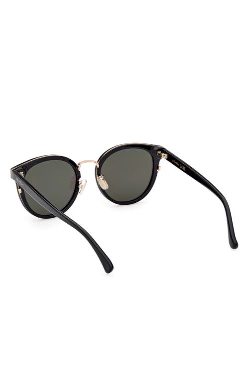 Shop Max Mara 63mm Oversize Round Sunglasses In Shiny Black/smoke