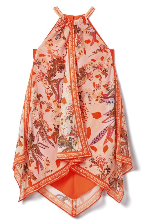 REISS REISS KIDS' AKARI JR. PRINT HANDKERCHIEF HEM HALTER DRESS 