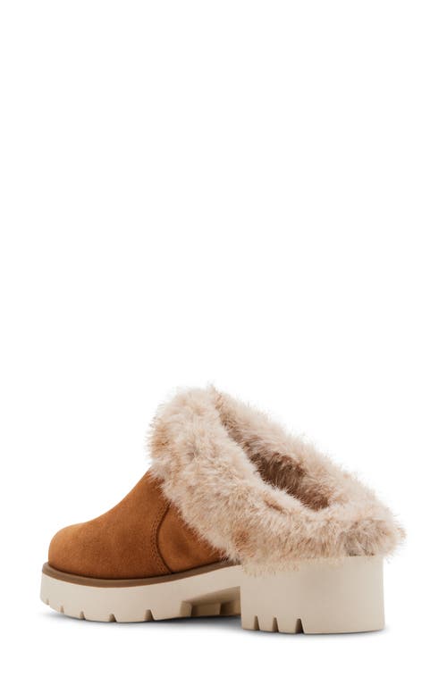 Shop Blondo Karoline Faux Fur Clog In Tan Suede