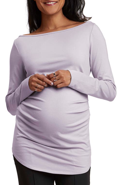 Stowaway Collection Ballet Neck Long Sleeve Maternity Tunic in Dusty Lavender at Nordstrom, Size X-Large