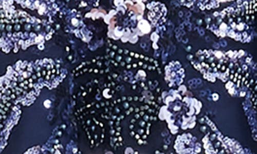 DRESS THE POPULATION DRESS THE POPULATION SASHA SEQUIN & BEADED FLORAL STRAPLESS FIT & FLARE MINIDRESS