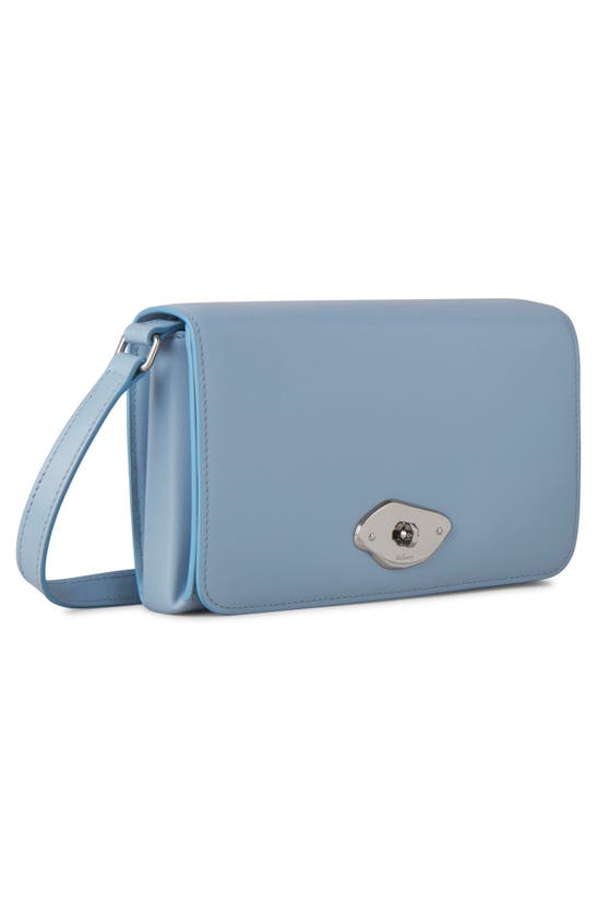 Shop Mulberry Lana High Gloss Leather Wallet On A Strap In Poplin Blue