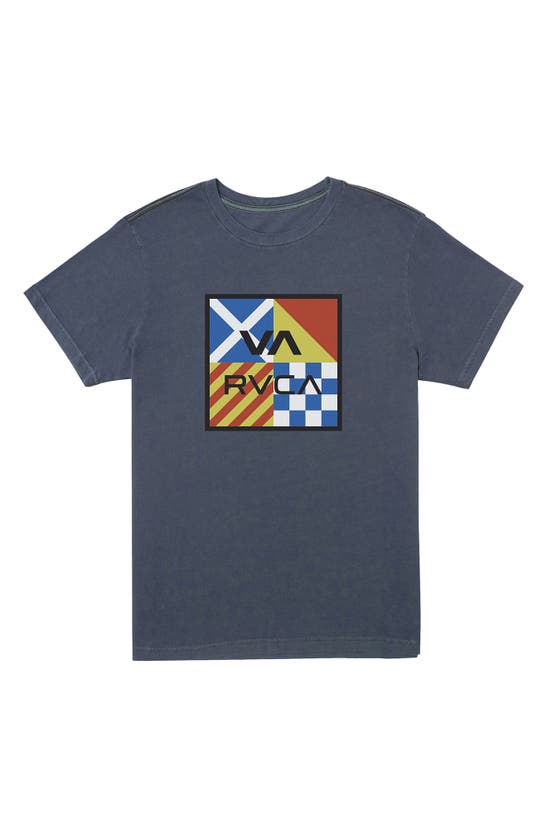 Shop Rvca Va All The Way Logo Graphic T-shirt In Moody Blue