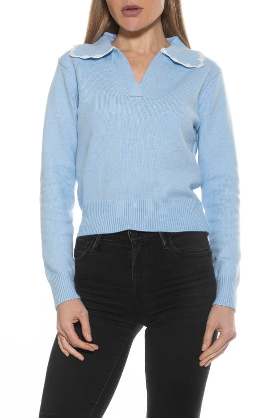 Alexia Admor Jackie Collared Crop Sweater In Halogen Blue