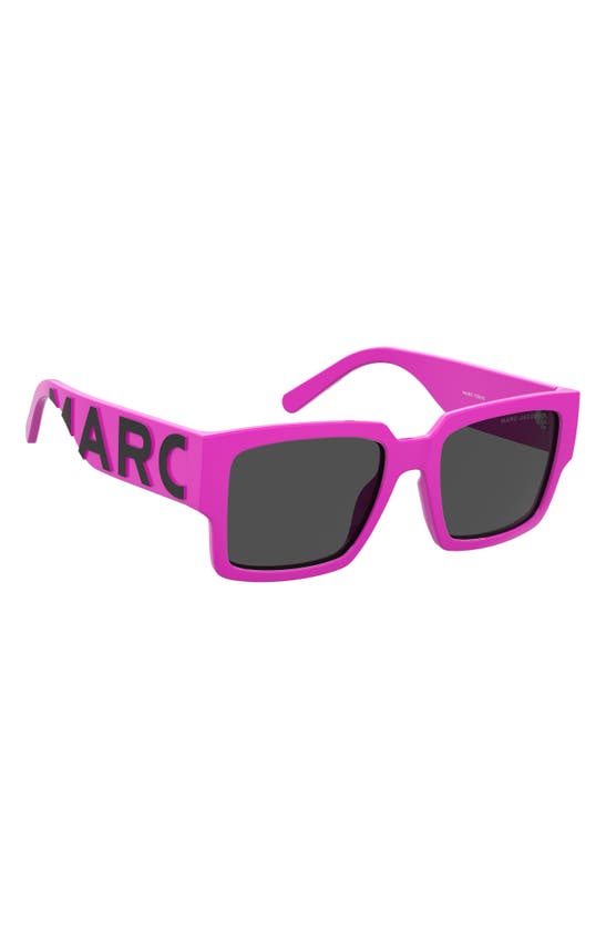 Shop Marc Jacobs 55mm Square Sunglasses In Fuchsia Black/ Grey