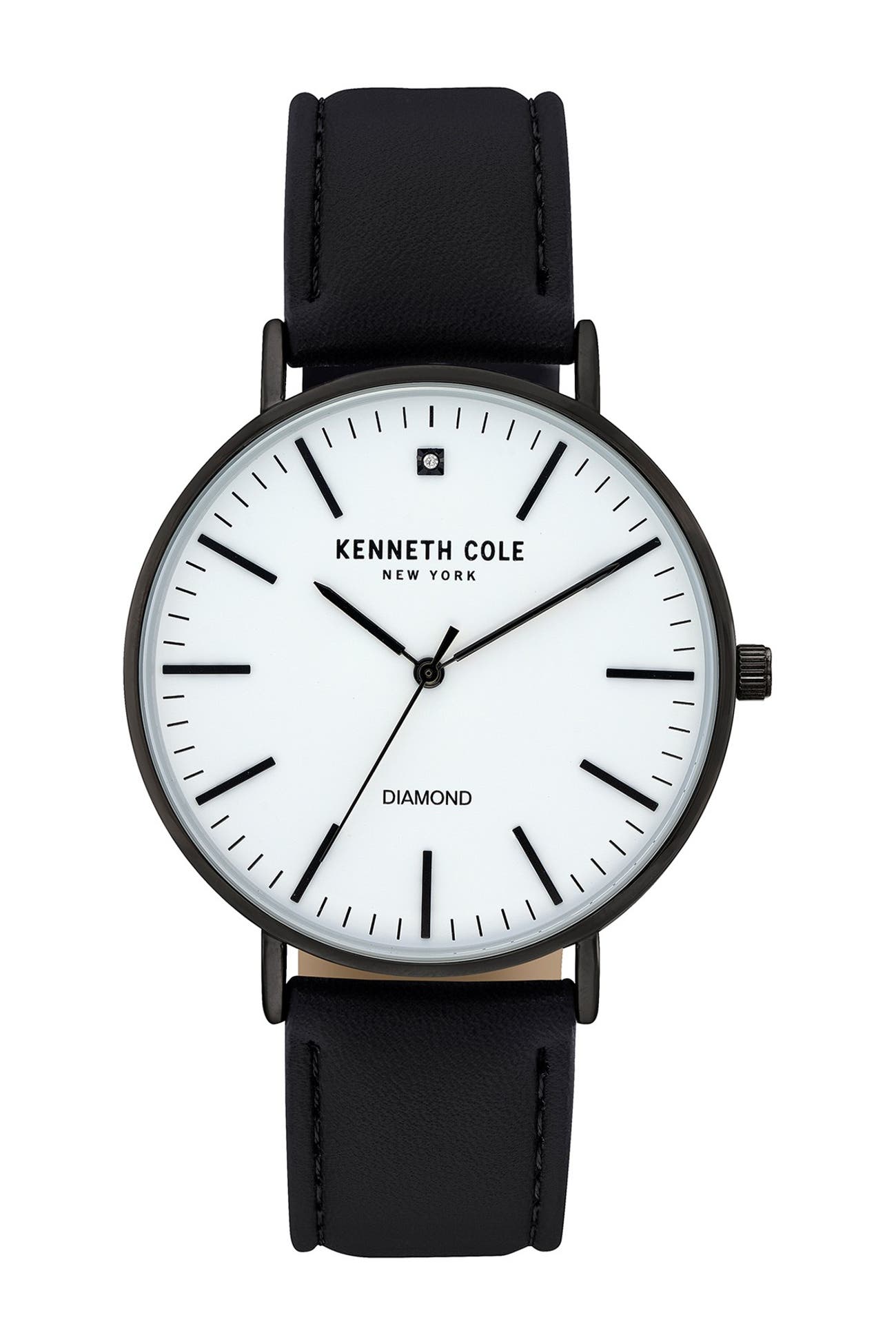 Kenneth Cole New York | Men's Classic 3-Hand Diamond Leather Strap ...