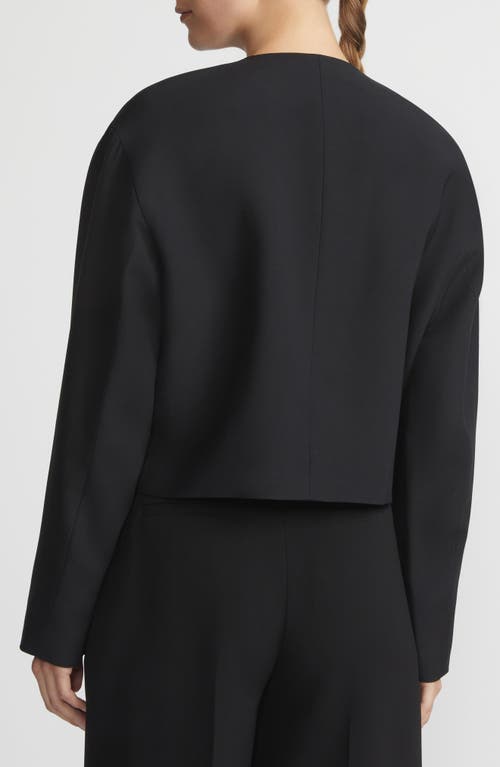 Lafayette 148 Pearlescent-button Crewneck Jacket In Black