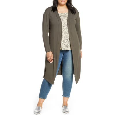 Plus Size Dantelle Long Cardigan, Green