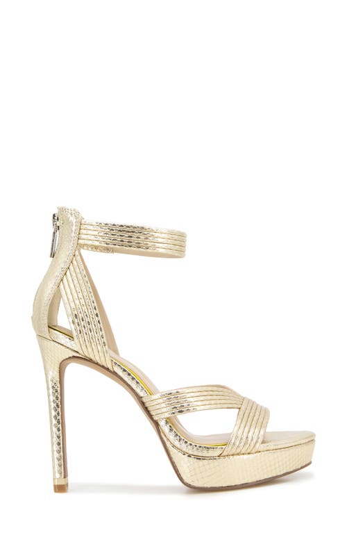 Kenneth Cole Nadine Ankle Strap Platform Sandal In Gold Snake