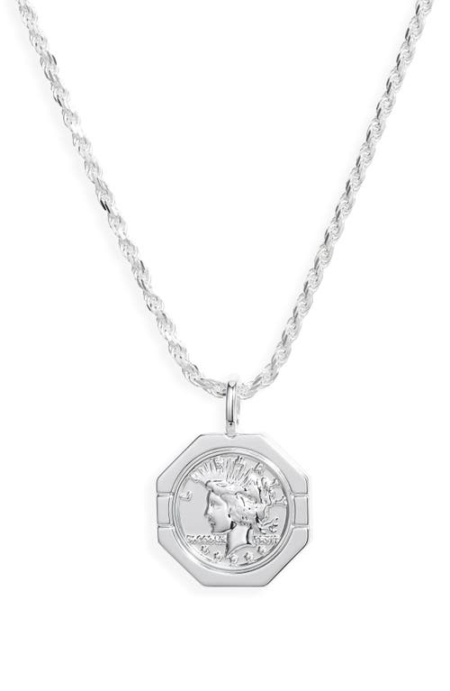 Kate Coin Charm Pendant Necklace in Silver