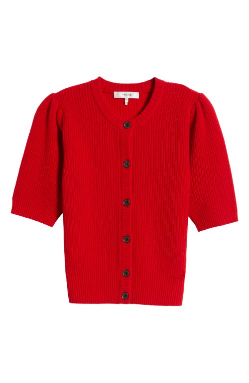 Frame Shrunken Rib Wool & Cashmere Cardigan In True Red