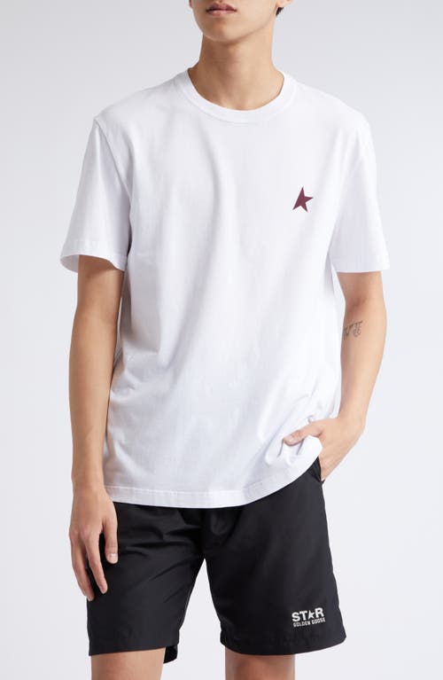 Golden Goose Small Star Cotton Logo Graphic T-shirt In Optic White/windsor Wine