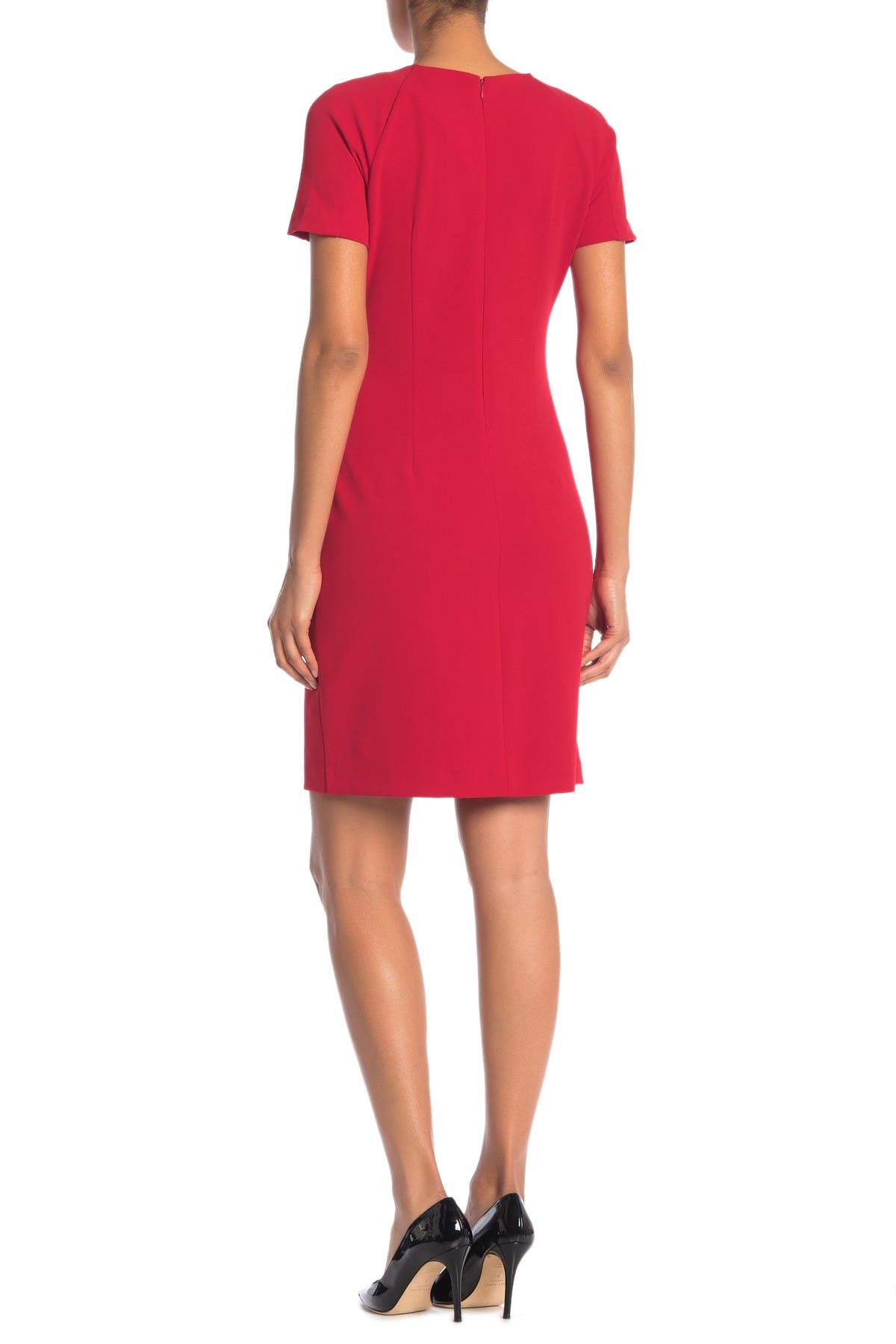 Lepore Pleated Neck Sheath Dress In Medium Pink3 ModeSens
