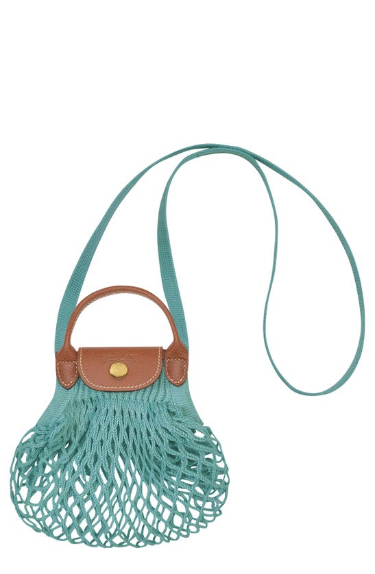 Longchamp Le Pliage Extra Small Filet Knit Shoulder Bag In Green