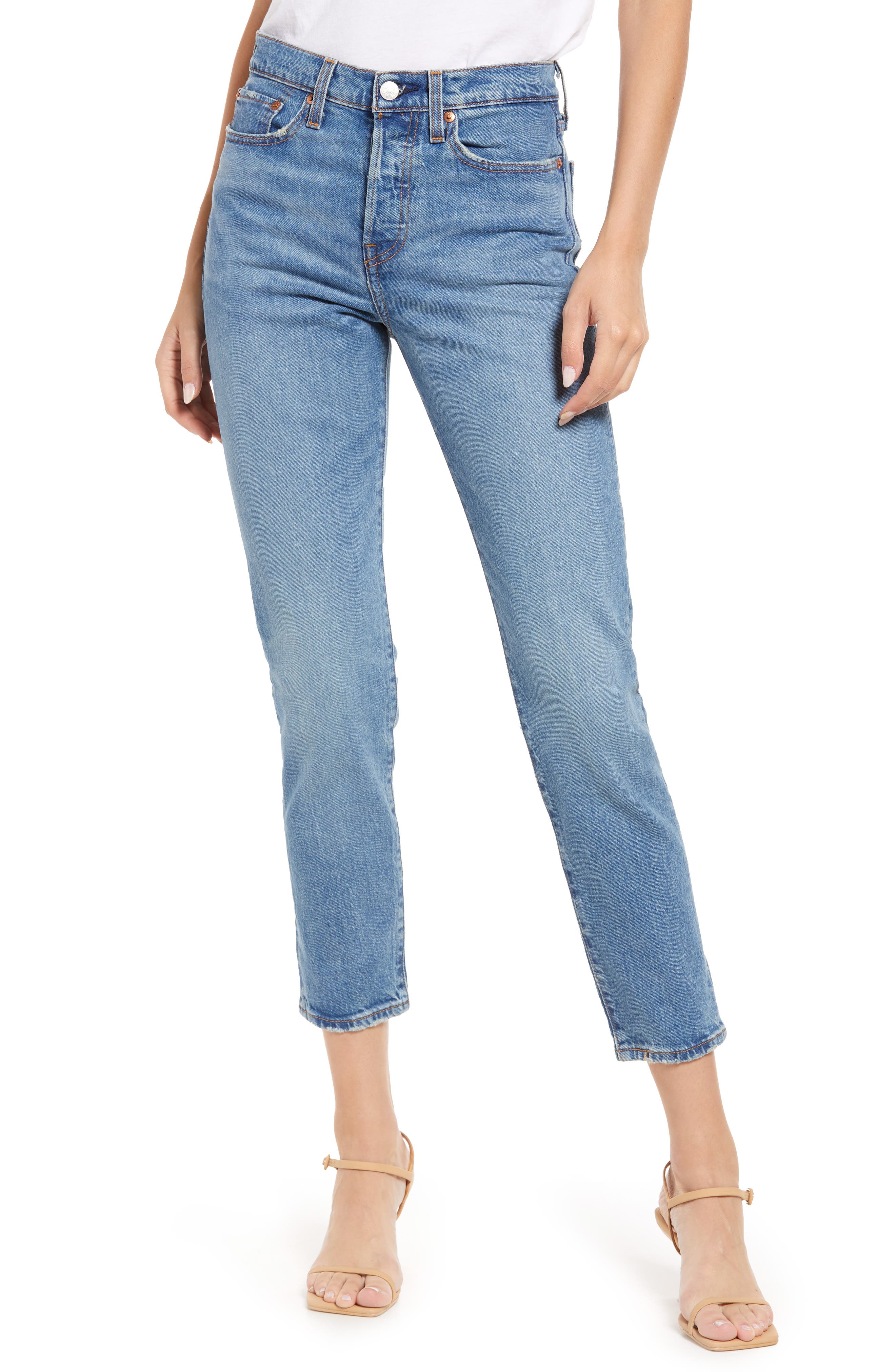 levi's wedgie high waist crop straight leg