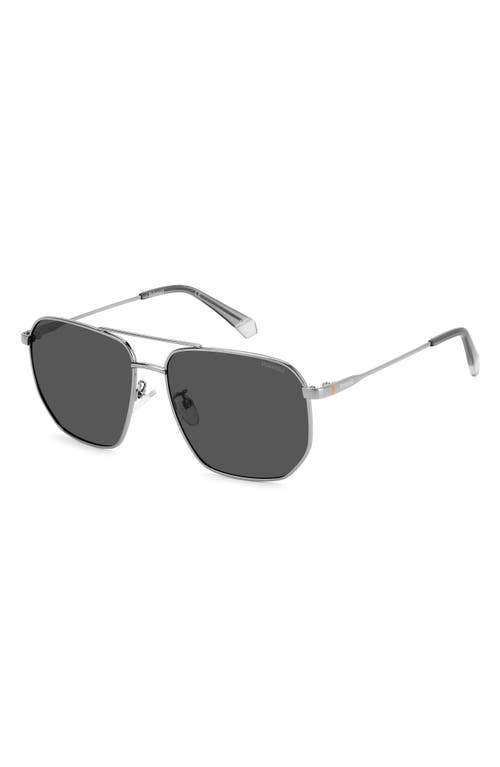 Polaroid 59mm Polarized Rectangular Sunglasses In Dark Ruthen/gray Polar