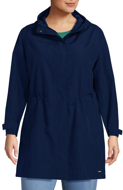 Lands' End Plus Size Squall Hooded Waterproof Raincoat In Deep Sea Navy