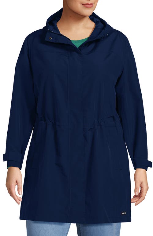 Shop Lands' End Plus Size Squall Hooded Waterproof Raincoat In Deep Sea Navy