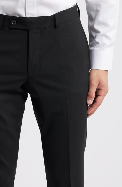 Jack Victor Patrick Flat Front Stretch Wool Dress Pants In Black