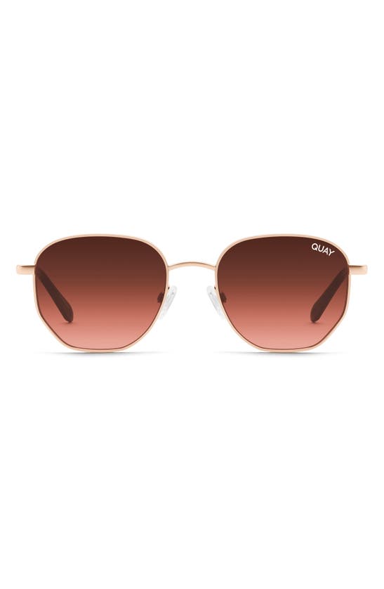 Shop Quay Big Time 54mm Gradient Round Sunglasses In Rose Gold/ Brown Pink
