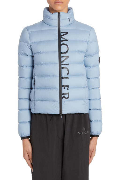 Moncler Cerces Logo Short Down Puffer Jacket in Light Blue at Nordstrom, Size 2