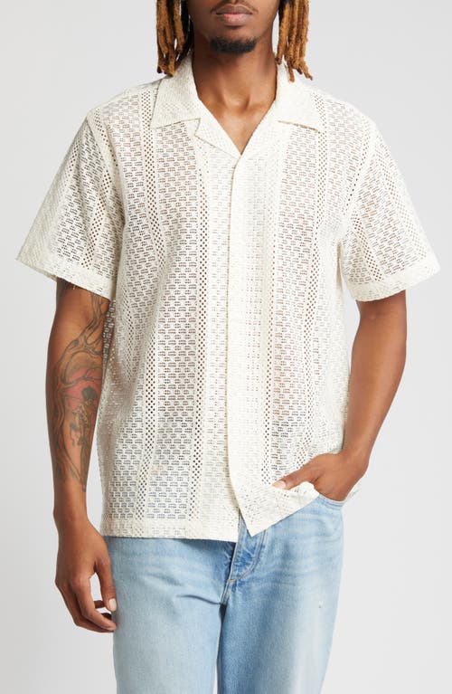 Saturdays NYC Canty Cotton Blend Lace Camp Shirt Ivory at Nordstrom,