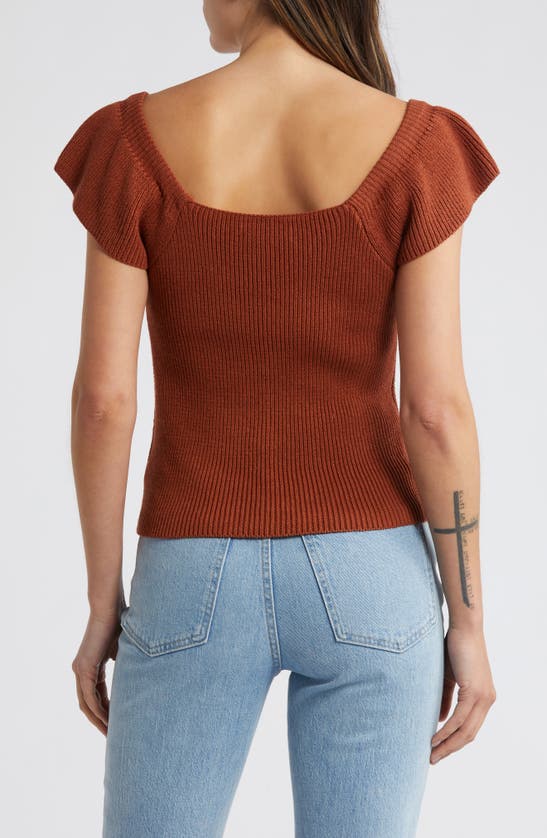 Shop Treasure & Bond Open Stitch Linen Blend Sweater In Rust Sequoia