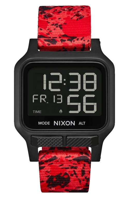 Nixon Heat Digital Rubber Strap Watch In Black