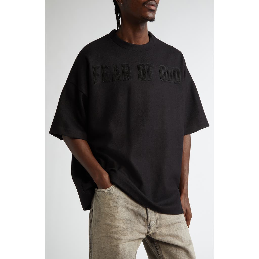 Fear of God Logo Patch Short Sleeve Merino Wool T-Shirt in Black