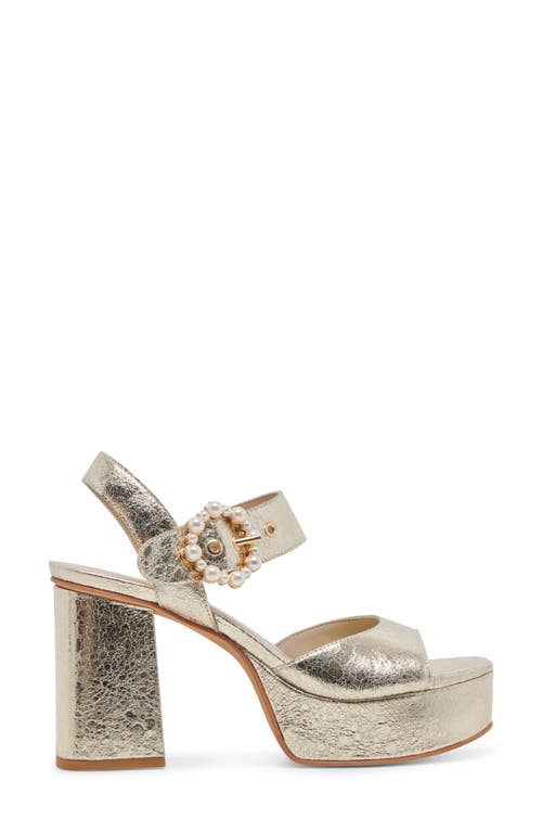 Shop Dolce Vita Bobby Imitation Pearl Ankle Strap Platform Sandal In Vintage Gold Pearls