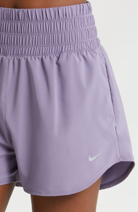 Shop Nike Dri-fit Ultrahigh Waist 3-inch Brief Lined Shorts In Daybreak/ Reflective Silv