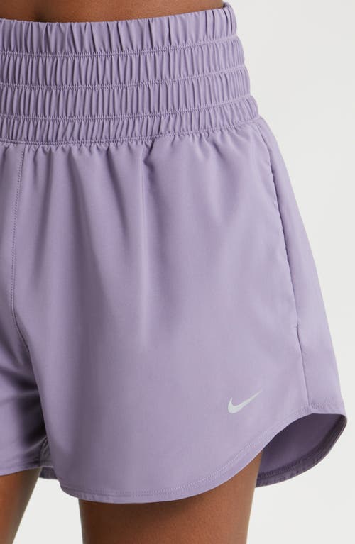 Shop Nike Dri-fit Ultrahigh Waist 3-inch Brief Lined Shorts In Daybreak/reflective Silv