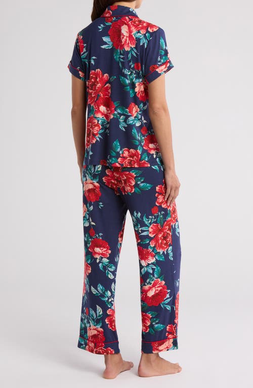 Shop Nordstrom Moonlight Eco Crop Pajamas In Navy In Bloom