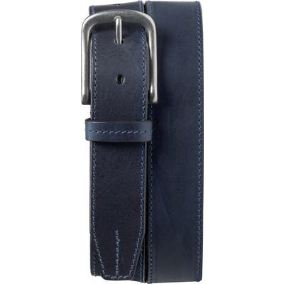 Trask Leather Belt, Navy