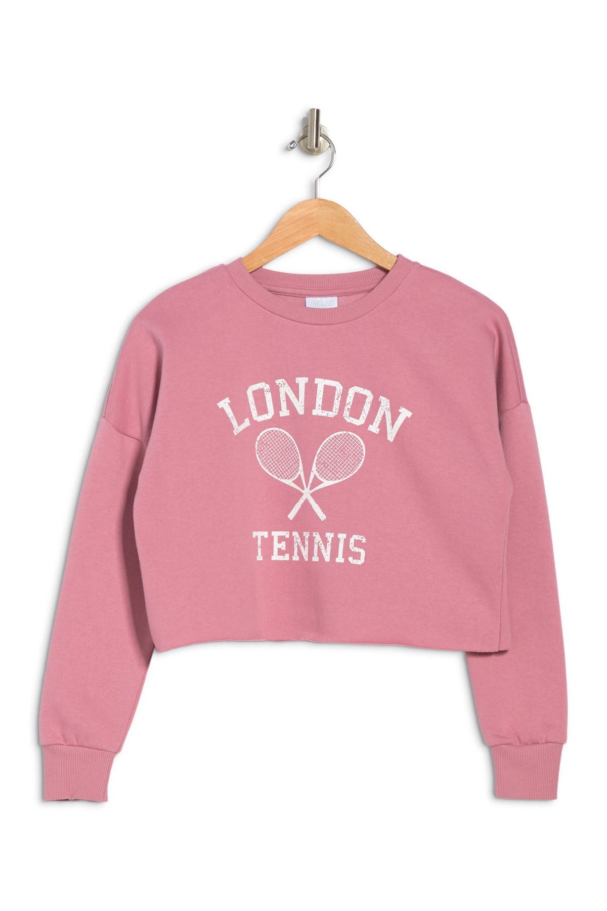 Abound Cropped Graphic Pullover Sweatshirt In Pink Foxglove London