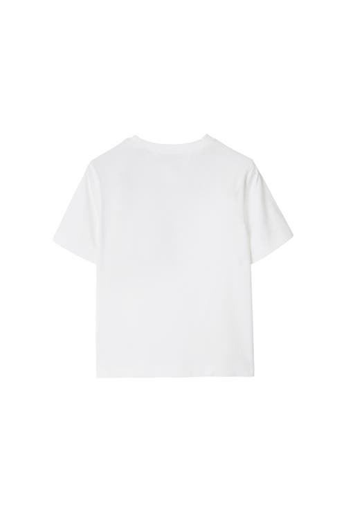 Burberry Check Label Cotton T-shirt In White