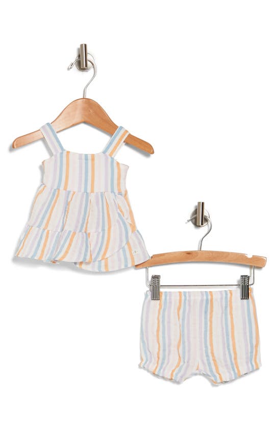 Shop 7 For All Mankind Cotton Gauze Tank & Shorts Set In Peachy