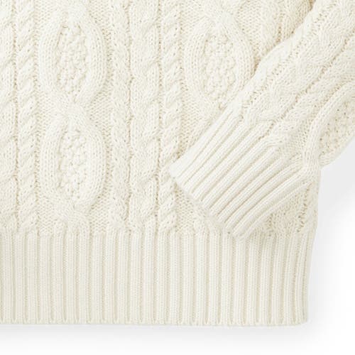Hope & Henry Boys' Organic Mock Neck Cable Sweater, Kids In Soft White