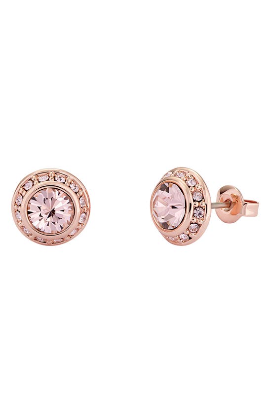 Shop Ted Baker Soletia Solitaire Crystal Halo Stud Earrings In Rose Gold Tone Vint Rose Crys