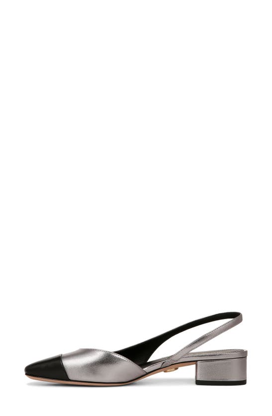 Shop Veronica Beard Cecile Half D'orsay Slingback Pump In Dark Silver/ Black